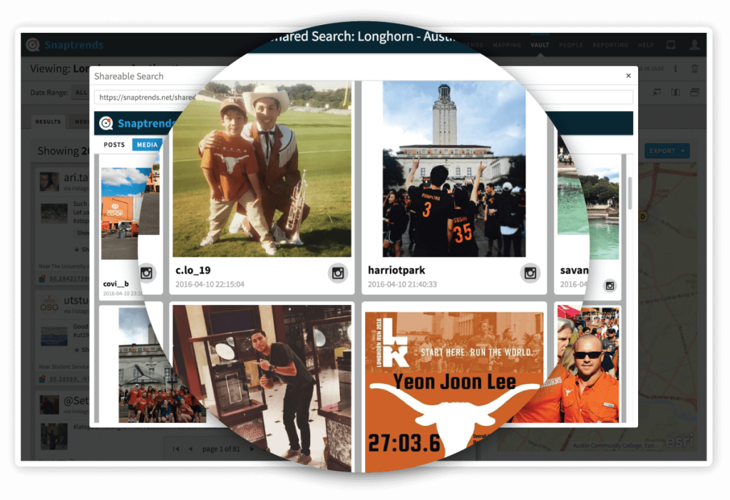 Snaptrends location-based social media software product overview sharable search