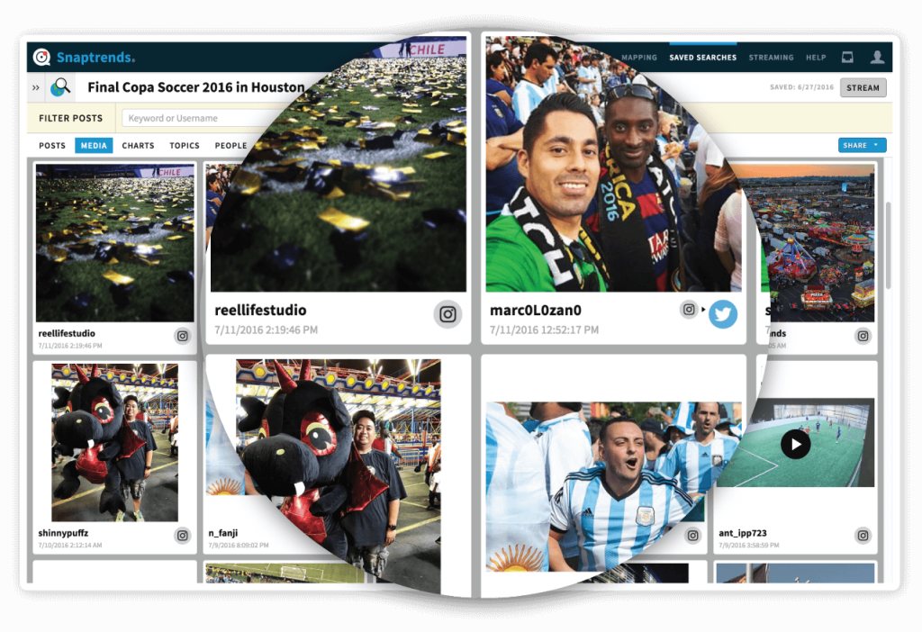 Social media for sports and athletics using media over a stadium