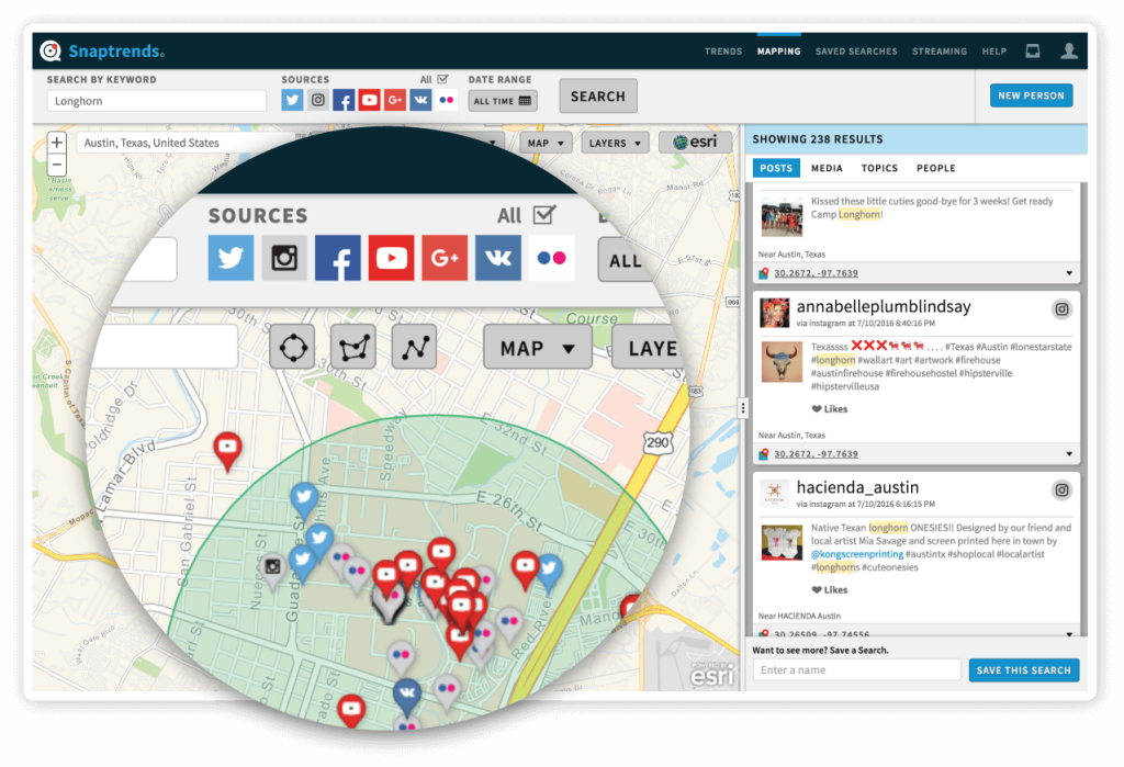 Snaptrends location-based social media search